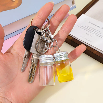 1-10Pcs Glass Wish Keychain Bottle for DIY Decoration Craft Couple Keychain Keyrings Funny Pendant Lanyard Keycord Jewelry Gift