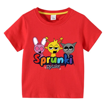 Cartoon Sprunki T Shirt Kids Incredibox Cotton T-shirts Toddler Girls Short Sleeve Tops Boys Summer Clothes Children's Clothing