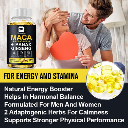 BEWORTHS Nature Original Ginseng & Maca Root Extract Edible Energy Vegetarian Capsules for Men and Women Health Harmonious