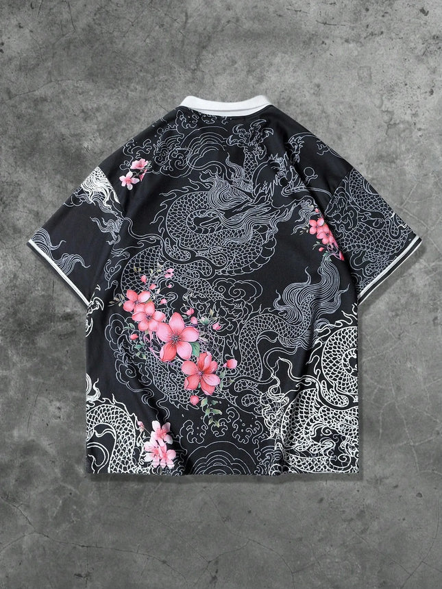 The 2025 summer new men's short-sleeved POLO shirt features a casual fashionable and breathable 3D pattern print