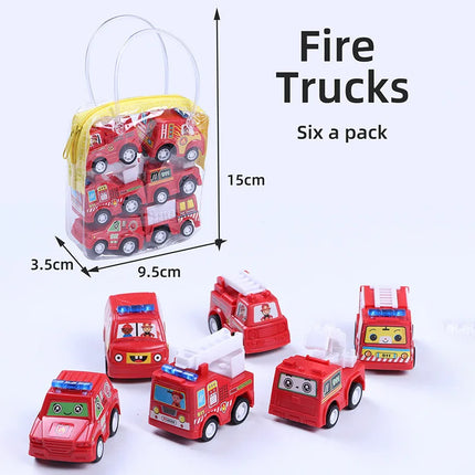 6Pcs/set Pull Back Car Toy Set Mini Inertial Engineering Vehicles for Kids Cartoon Cute Style Play Vehicles Children Gifts TMZ