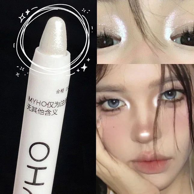 Diamond Highlight Stick Pearlescent Matte White Eyeshadow Stick Flash Eyeshadow Pen Contouring Pencil Face Brightening Cosmetics