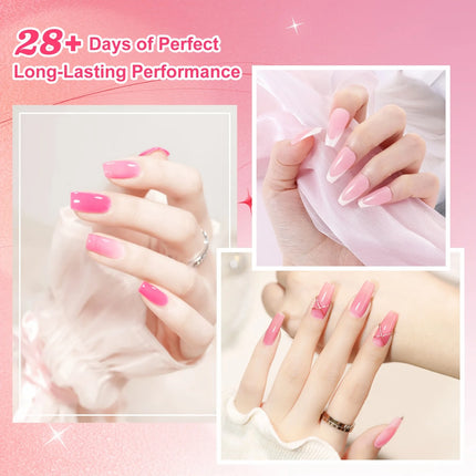 Poly Gel Nail Kit Starter with 4 Colors (Natural Clear + 3 Tones) - Quick Dry Nail Polish, / Curable DIY Gel Nail Polish for