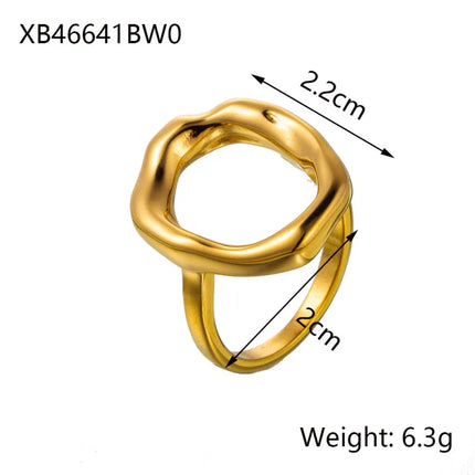 CARLIDANA Stainless Steel Silver Color Open Irregular Circle Finger Rings Titanium Steel Personalized Geometric Open Ring Women