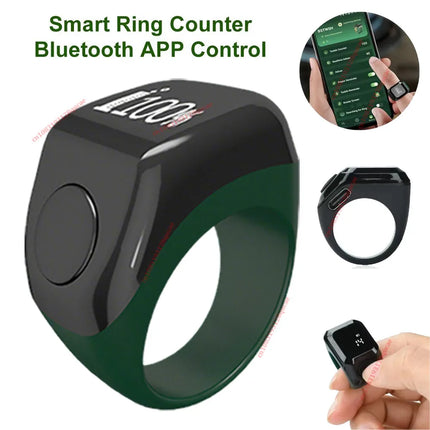 Qibla Smart Tasbih Tally Digital Counter for Muslims Tasbeeh Zikr Ring 5 Prayer Time Vibration Reminder Subhah Masbahah Misbaha