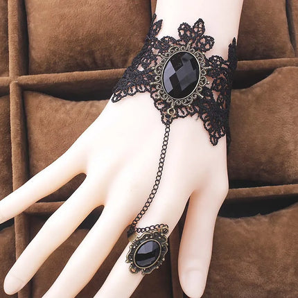 Gothic Victorian Black Lace Necklace Women Girl Boho Crystal Tassel Sexy Lace Choker Dark Loli Style Holiday Party Girl Jewelry