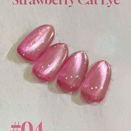 1-12pcs PSK New Whitening Strawberry Cat Eye Gel Nail Polish 2026 Super Glitter Whitening Red Glass Bead Nail Art Pink Nails