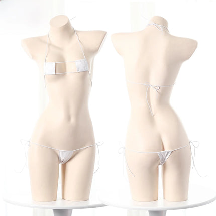 Sexy Three-Point Set Large Size Polyester Skin-Tight Bikini Set Dead Sea Water Leather Fabric Underwear Set for Women