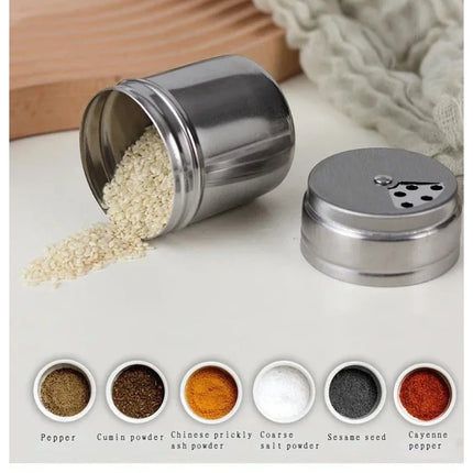 Multi-purpose Stainless Steel Seasoning Jar Salt Sugar Bottle Rotating Cover Kitchen Gadgets Spice Pepper Shaker Spice Jar