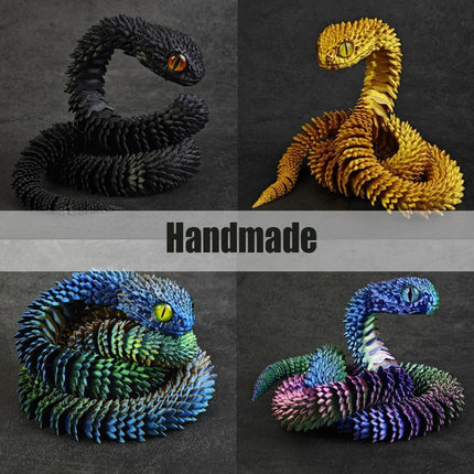 60CM 3D Printed Snake Rotatable Joints Snake Figurines Creative Home Office Desktop Crafts Ornament 2025 New Year Crafts Gift