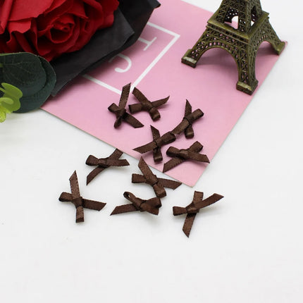 100pcs 1-2cm ( Very small ) Mini Polyester Satin Ribbon Bows Tie Scrapbooking Embellishment Hair Clips Pets Hair Bow Crafts