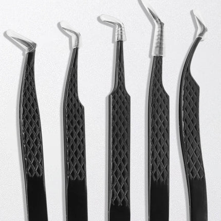 NEW 1pc Anti-static Right Angled & Curved Tweezers for Eyelash Extensions & Eyebrow Isolation Nano Precise Lash Tweezers Tool