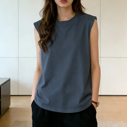 Women's Loose Sleeveless Tank Top Summer Casual Vest Basic Daily T-shirt Sweet Style Suitable For Students Stretchy Soft Women's Wear