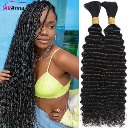 Deep Wave Boho Braids Human Hair Bulk 50g/100g 100% Human Hair Braiding Hair Extensions No Weft Brazilian Curly Braiding Hair