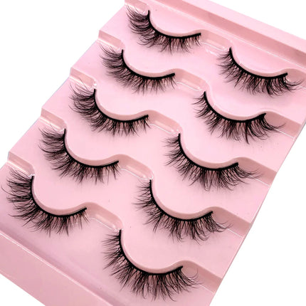 New 5 pairs natural fluffy 3D mink false eyelashes fake lashes makeup kit Mink Lashes extension eye lashes short eyelashes