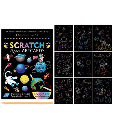 Children Scratch Painting Set Magic Rainbow Colors Scratch Art Painting Card Books Early Education Template Drawing Toys For Kid