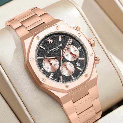 SAPPHERO Tough Men's Watch Business Style Stainless Steel Watch Waterproof Design Date Display Accurate Timer Excellent Gifts