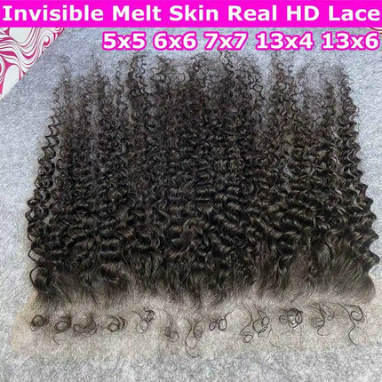 4C Kinky Endges 13x6 Invisible HD Lace Frontal 9x6 6x6 Curly Hair 100% Real HD Lace Closure Only HD Lace Melt Skins Pre Plucked