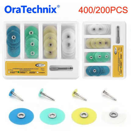 400/200PCS Dental Polishing Discs Gross Reduction Contouring Mandrel with handle Teeth Whitening dentistry polishing brush