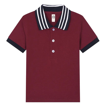 Kids children's T-shirt long sleeved pure cotton white collar boys' polo shirt girls' elementary school students' school uniform
