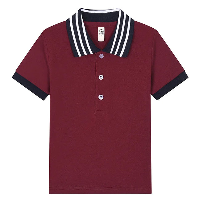 Kids children's T-shirt long sleeved pure cotton white collar boys' polo shirt girls' elementary school students' school uniform