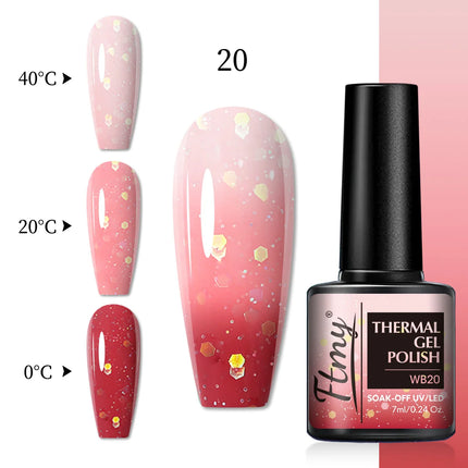 Halloween Theme Glitter Heat Nail Polish, Temperature Changing Color Removable UV LED Glitter Gel Polish, Mood Changing Nail Pol