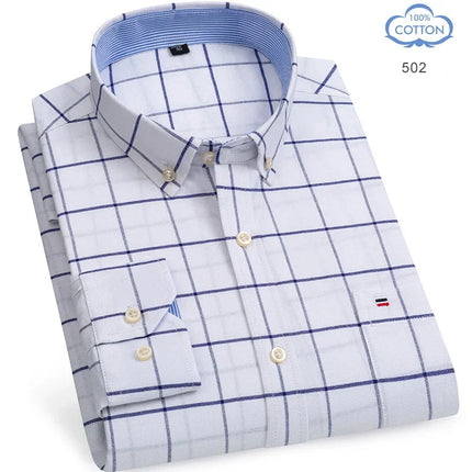 2026 New IN Shirt  Designer Clothes 100% Pure Cotton Oxford Shirts for Men Long Sleeve  Plaid Shirt Striped Male BusinessTartan