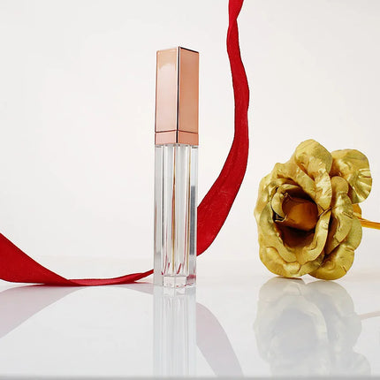 10/20/30/50/100pcs Empty 5ml Square Rose Gold Cap Lip Glaze Tube High-end Make-up Lipstick Packaging Tube Clear Lip Gloss Tube