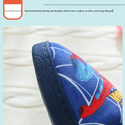 Cartoon Printed Spider-man Cotton Slippers For Children's Shoes Fashion New Style Warmth Autumn Winter Indoor Kids Boys Slippe