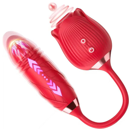 Rose Toy Sucking Vibrator Stimulator for Women with 10 Sucker Thrusting Dildo G Spot Vibrators Adult Toys for Woman Man Couples