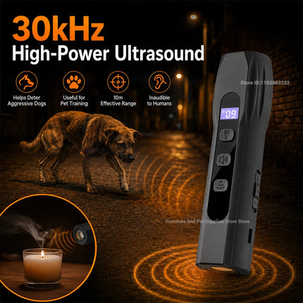 Dog Repeller Portable Ultrasonic Deterrent Handheld Anti-barking 3in1 Dog Training Device Repel Animals Pets Dog Trainer