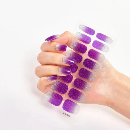 UV Semi-Cured Gel Nail Wraps Stickers Strips French Long Lasting Full Cover LED Gel Semi Cured Nail Sliders For Nail Extension