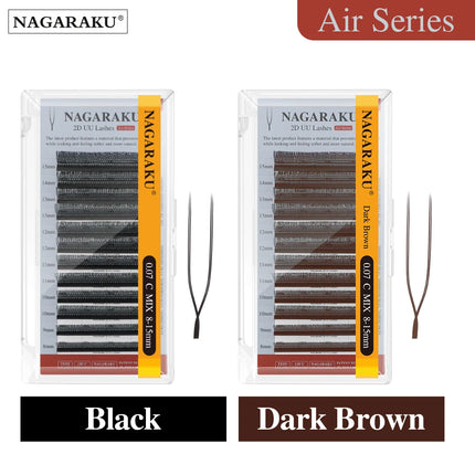 NAGARAKU U Shape YY 2D UU Soft Light Natural Eyelash Extensions Parallel Makeup Supplies Dark Brown