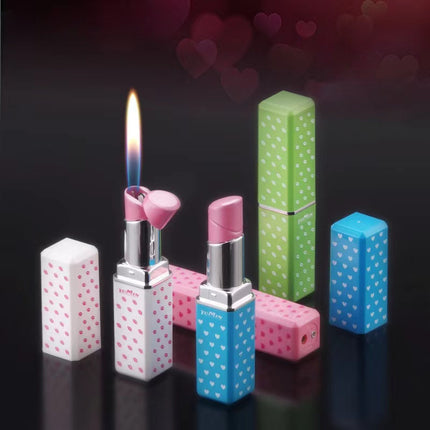 Windproof Cute Lipstick Inflatable Lighter Portable Mini Butane Lightweight Cigarette Accessories Women Fashion Gift Lipstick
