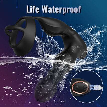 Wireless Remote Control Male Thrusting Prostate Massager 3 Moto Anal Plug Dildo Butt Plug Sex Toys for Men Telescopic Cock Ring