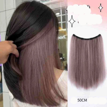 V-shaped one-piece synthetic 4 Clip In Hair Extensions Long Straight Hairstyle Hairpiece Colour 50CM Natural Fake Hair