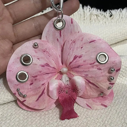 Exquisite Phalaenopsis Orchid Lily Keychain Creative Simulation Flower Bag Pendant Fashion Backpack Decoration Accessories Gifts
