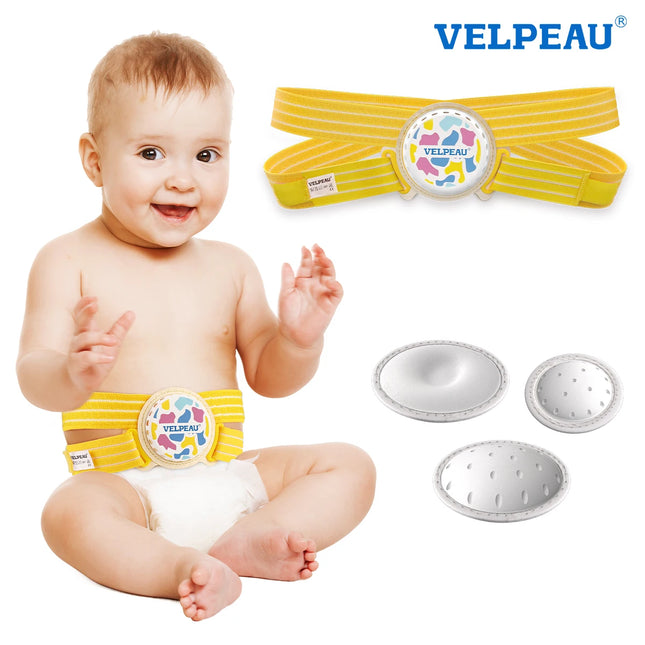 VELPEAU Baby Umbilical Hernia Belt, Newborn Belly Button Navel Band with 3 Compression Pads, Abdominal Binder Support for Infant