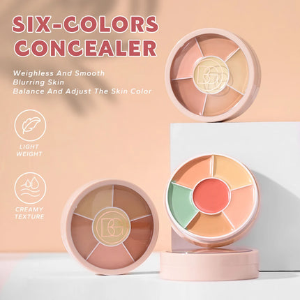 6 in1 Professional Full Coverage Concealer Flawlessly Covers Dark Circles Wrinkles Pore Silky Texture Concealer Hides Dark Spots