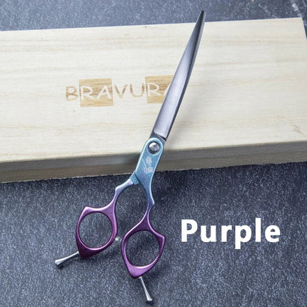 Bravura 440C 6.5-inch Colorful Pet Grooming Curved Scissors - Ultra-Light for Dog Face Trimming
