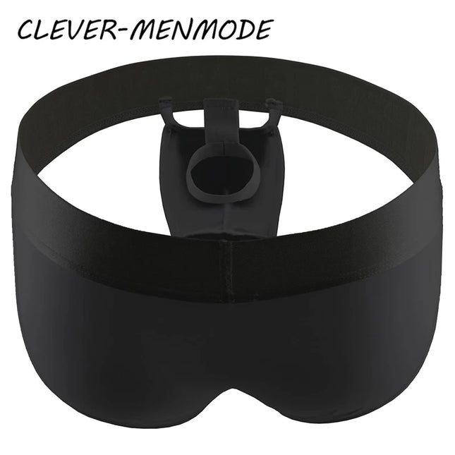 CLEVER-MENMODE Men's Sexy O-Ring Elephant Nose Briefs Ice Silk Men Ultra Thin Long Penis Mini Panties Miceo Openwork Lingerie