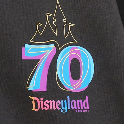 Disneyland 70th Anniversary Castle Mickey Mouse Cartoon Print Embroidery Fleece Sweatshirt Women Hooded Zipper VELOUR Jumper Top