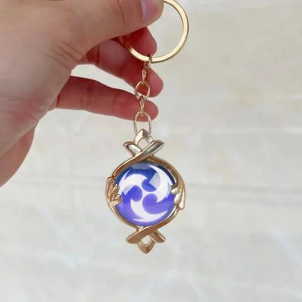 Game Impact Fontaine Sumeru Wanderer Light Pervious Key Chain 7 Element Eye Of Original God Cosplay Toy KeyRing