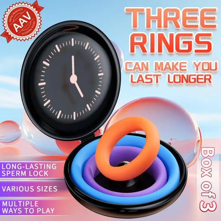 【AN】3Pcs Penis Ring Set For Men Enhanced Erection Delayed Ejaculation Cock Trainer Semen Lock Reusable Adult Sex Toys For Male