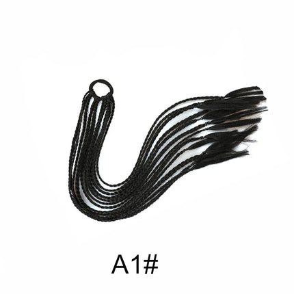 24Inch Synthetic Gradient  Colored Braided Ponytail Hair Extension Elastic Rubber Band Braiding Ponytail for Girl Women