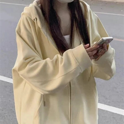 Spring And Autumn Dressing Up Apricot Solid Color Hooded Coat Collection Casual Fashion Trends Versatile Laziness Feeling
