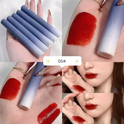 5 Colors Matte Lipstick Set Long Lasting Waterproof Non-Stick Red Lips Lip Tint Cosmetic Makeup Glaze Easy Fade Cup Lip