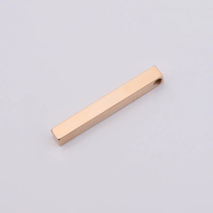 10Pcs/Lot Stainless Steel 3D Gold Color Stamping Bar Blank 5x40mm Long Square Pendant Charms for DIY Jewelry Making