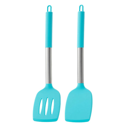 2pcs Stir Fry Spatula Steak Spatula Cooking Utensils Stainless Steel Handle Silicone Kitchenware Set Kitchen Cooking Tool Set