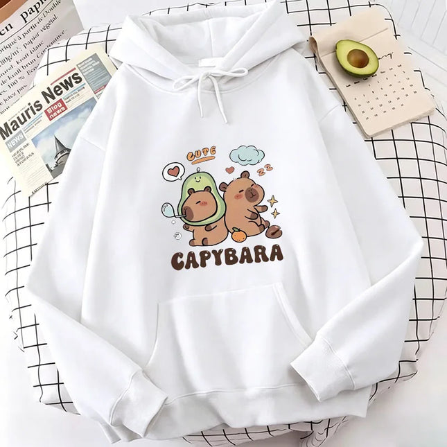Funny Cartoon Capybara Print Hoodie Women/Men Kawaii Tops Sweatshirt for Girls Unisex Fashion Harajuku Graphic Hooded Pullovers